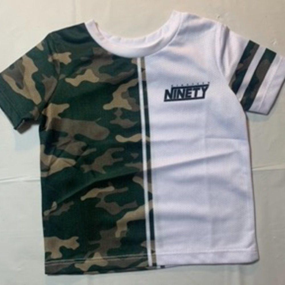 River Island Boys Ninety Printed Camouflage & White Mesh Jersey